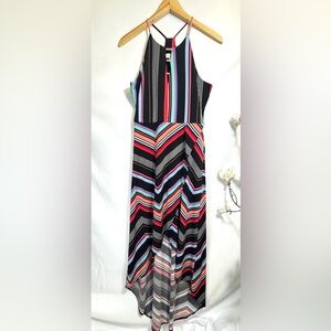 Candie's Hi/Low Colorful Striped Maxi Dress